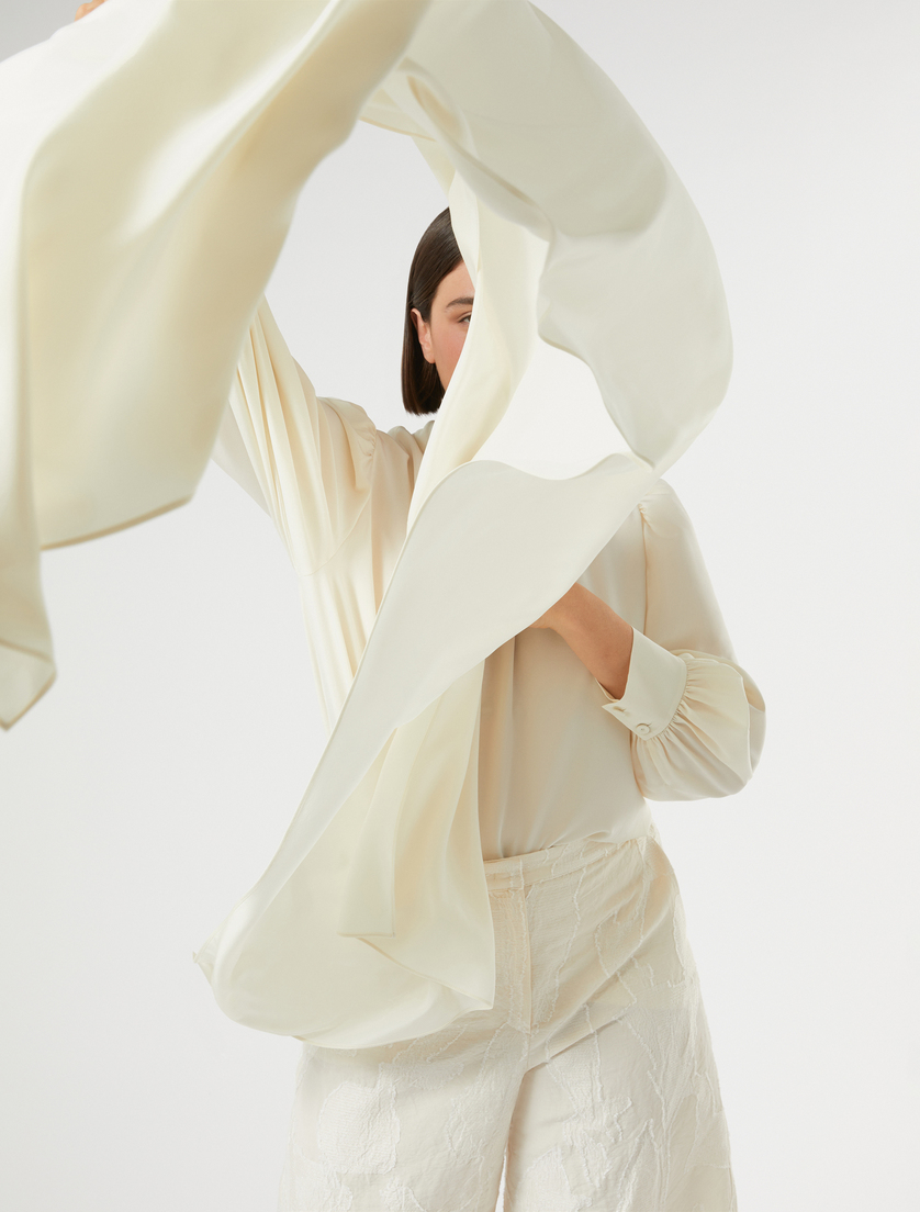 Silk crepe de chine stole - IVORY - Marina Rinaldi - 4