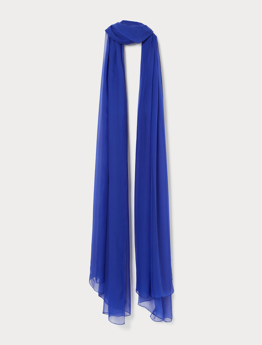 Silk chiffon stole - CORNFLOWER BLUE - Marina Rinaldi
