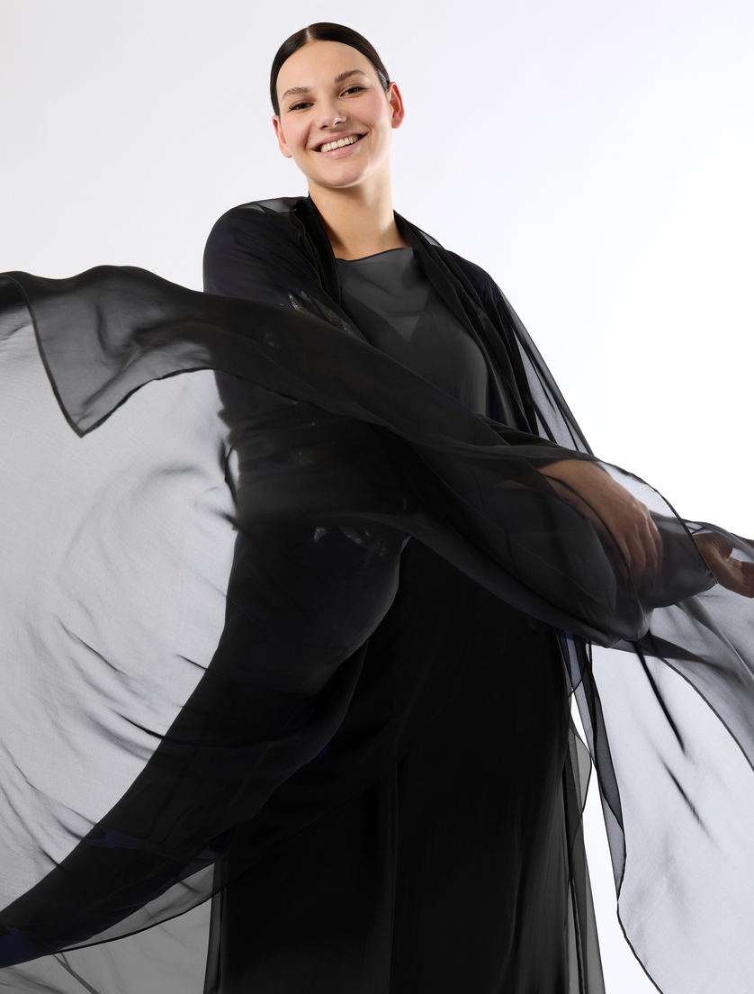 Silk chiffon stole - BLACK - Marina Rinaldi - 3