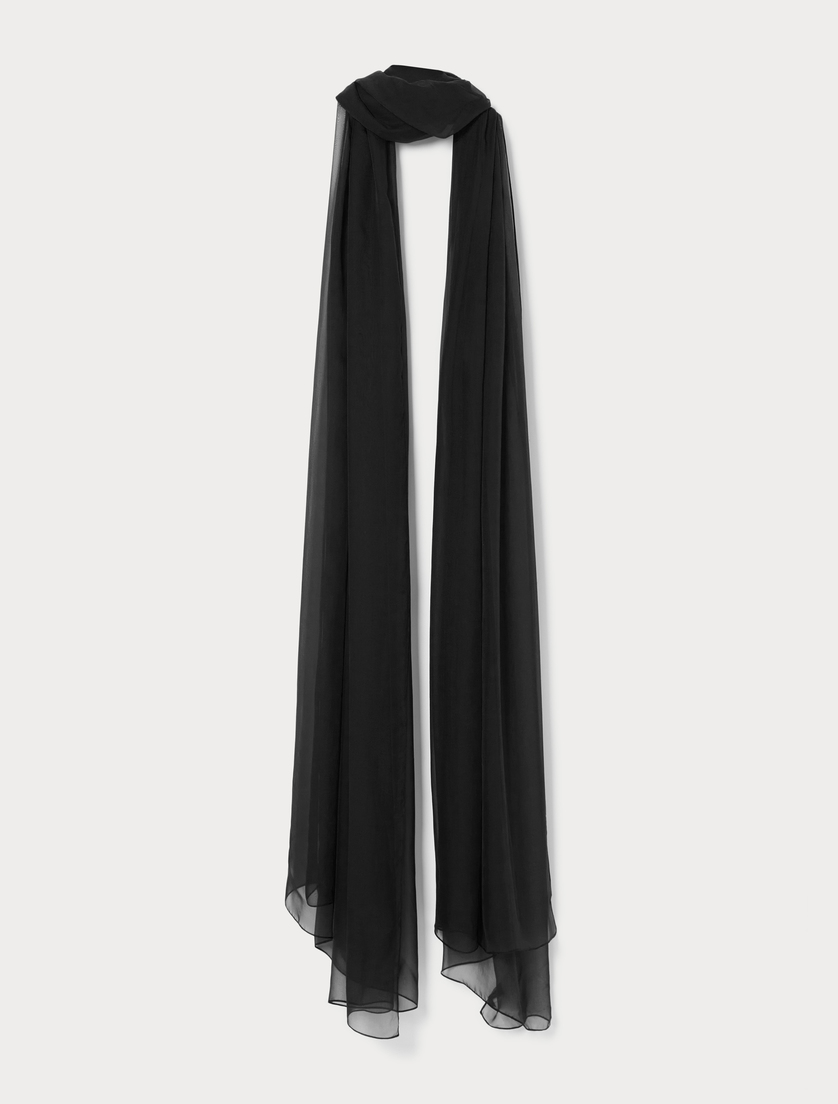 Silk chiffon stole - BLACK - Marina Rinaldi