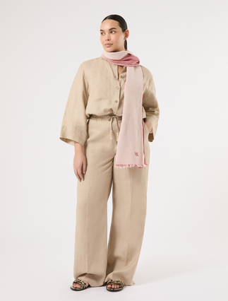 Cotton and linen stole - PINK - Marina Rinaldi - 4