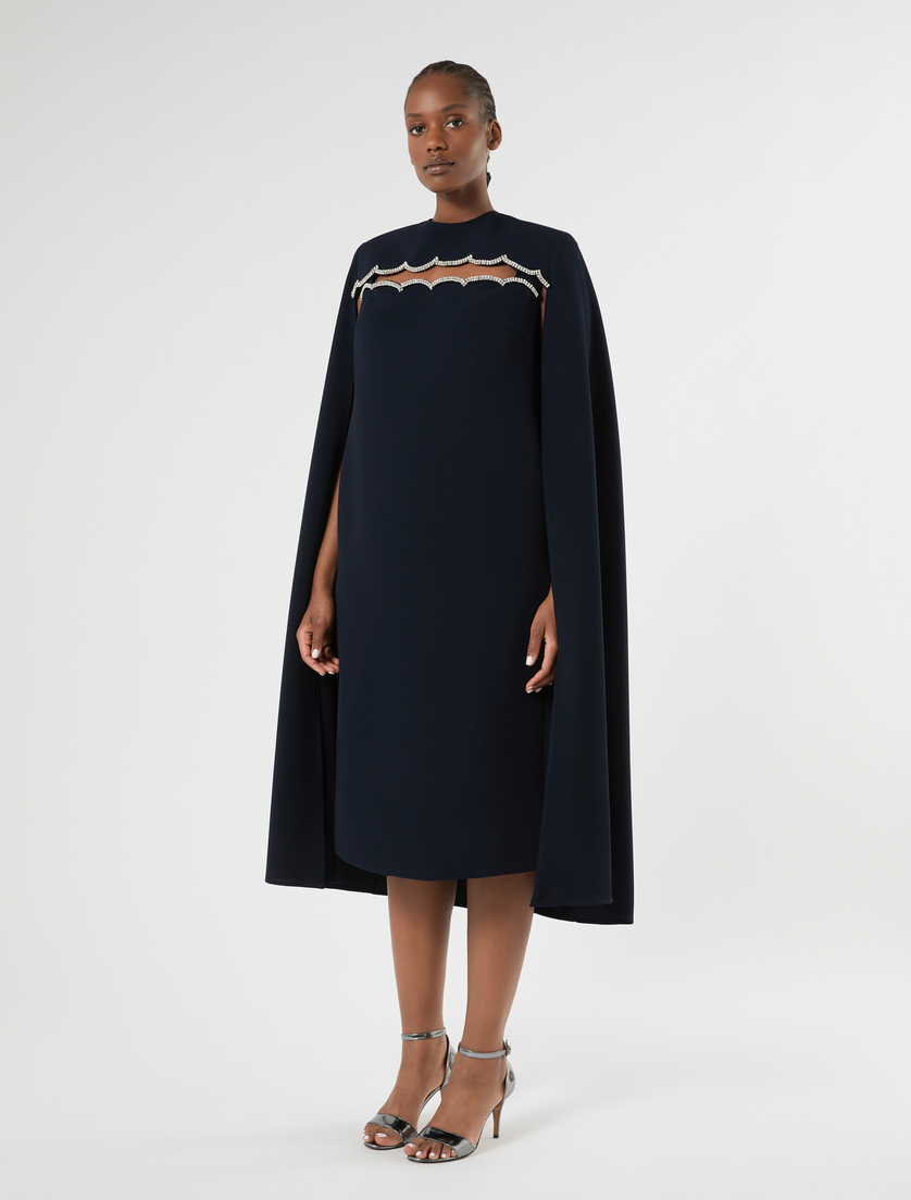 Cape en cady brodé - BLEU NUIT - Marina Rinaldi