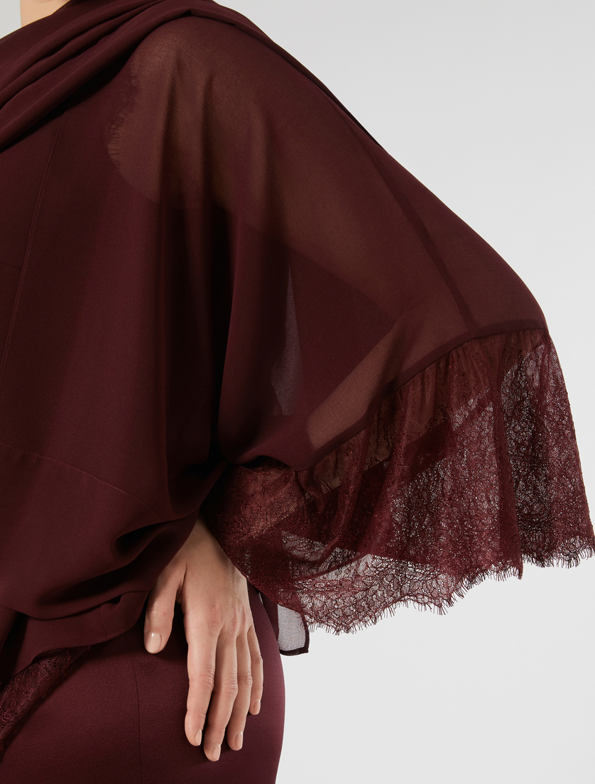 Stola aus Georgette mit Spitze - VIOLETTROT - Marina Rinaldi - 2