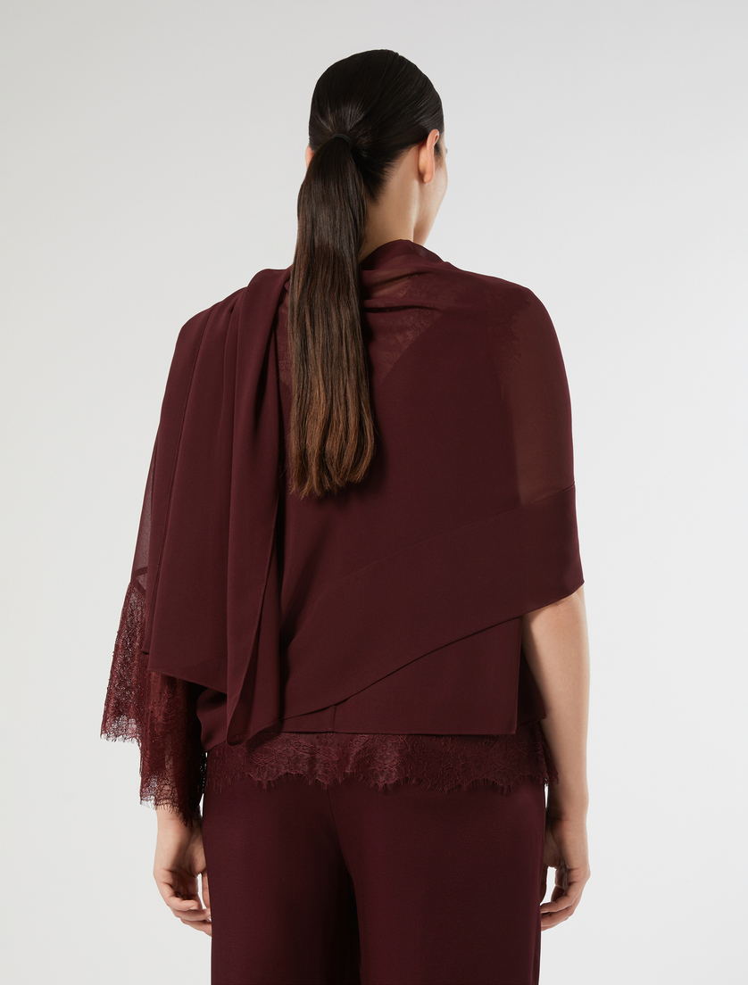 Stola aus Georgette mit Spitze - VIOLETTROT - Marina Rinaldi - 3