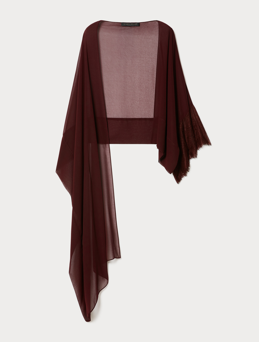 Stola aus Georgette mit Spitze - VIOLETTROT - Marina Rinaldi - 4