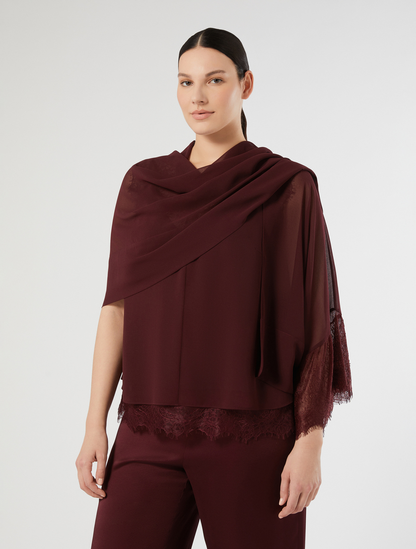 Stola aus Georgette mit Spitze - VIOLETTROT - Marina Rinaldi