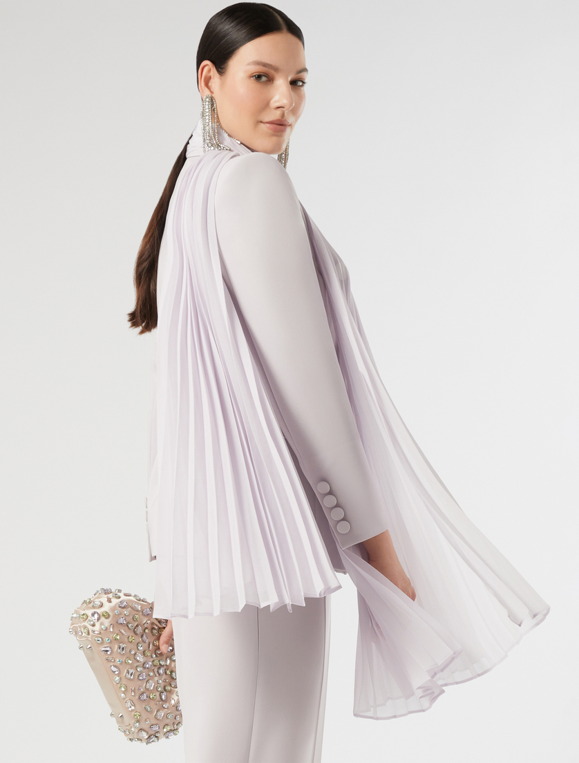 Plissé-pleated crepe georgette stole - LAVENDER - Marina Rinaldi - 3