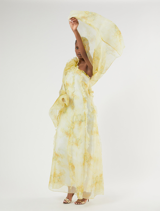 Silk organza stole - LIGHT YELLOW - Marina Rinaldi - 3