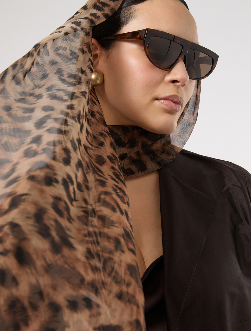 Silk organza stole - BROWN - Marina Rinaldi - 3