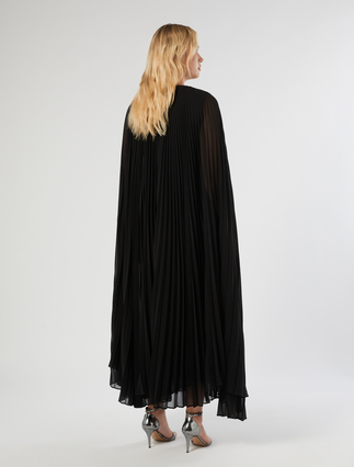 Plissé-pleated crepe georgette cape - BLACK - Marina Rinaldi - 4