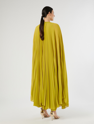 Plissé-pleated crepe georgette cape - OLIVE GREEN - Marina Rinaldi - 4