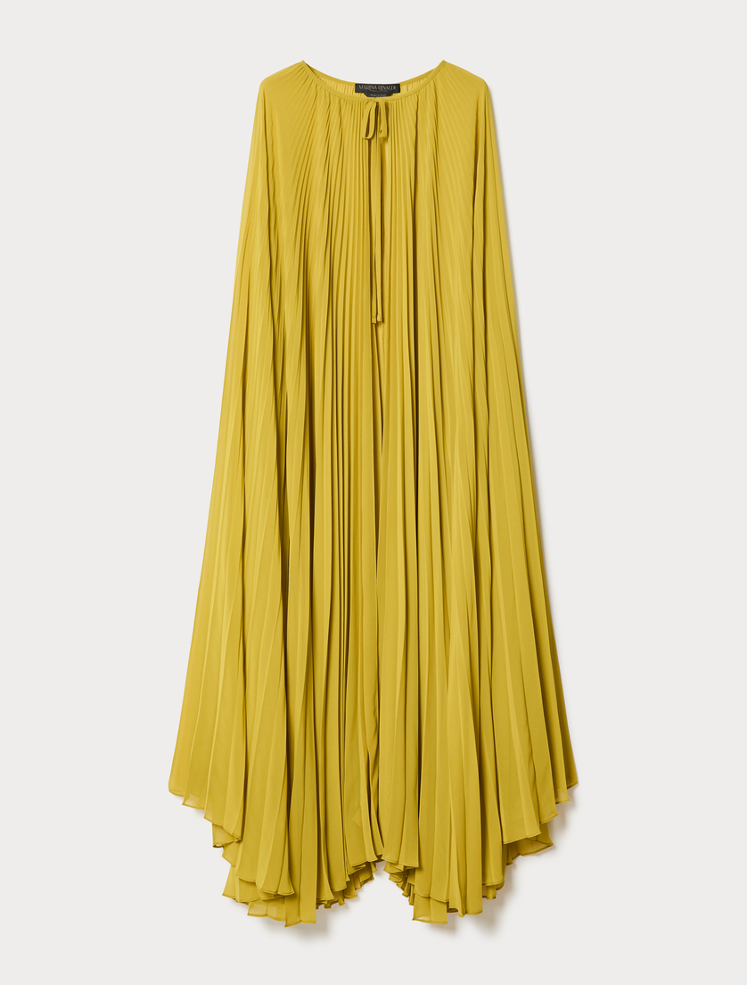 Plissé-pleated crepe georgette cape - OLIVE GREEN - Marina Rinaldi - 4