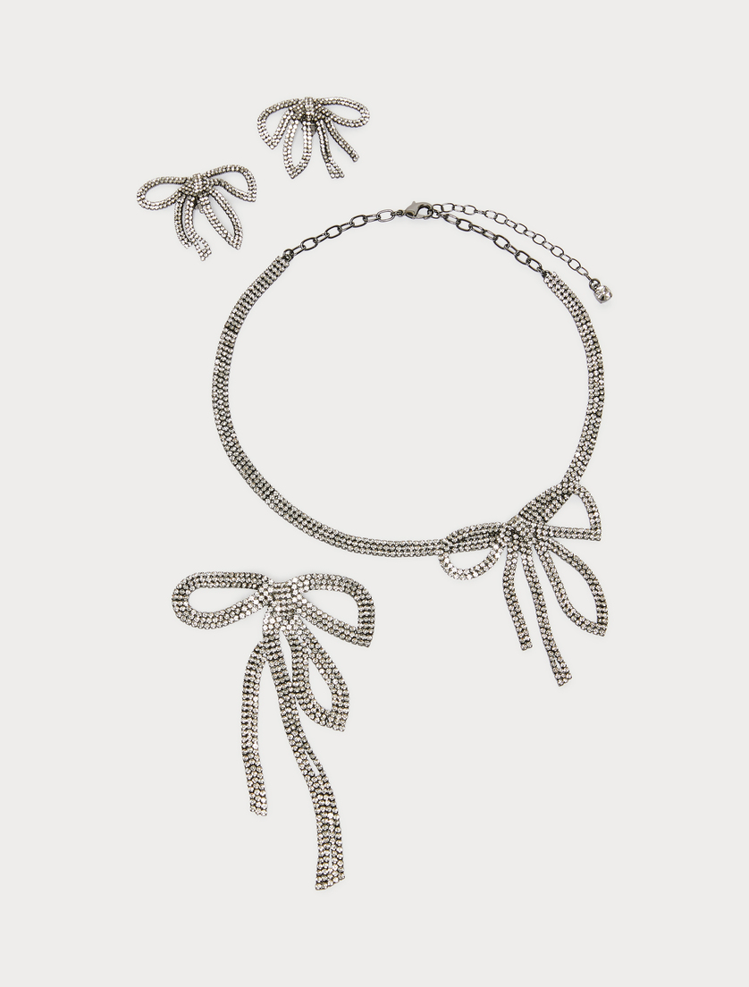 Bow necklace, brooch and earrings - CRYSTAL - Marina Rinaldi