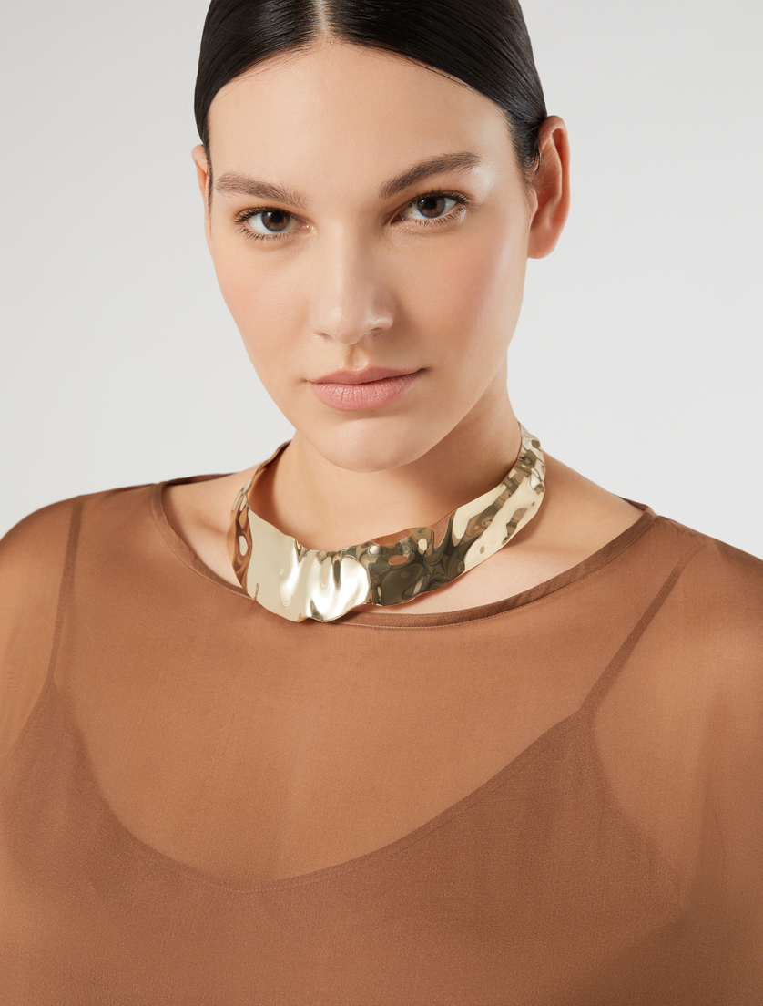 Hammered metal choker - GOLD - Marina Rinaldi - 4