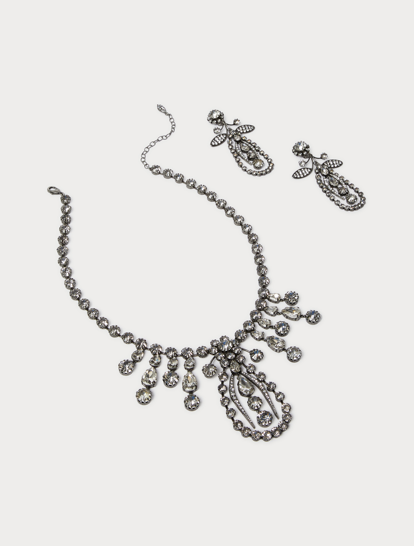 Rhinestone necklace and earrings - SILVER - Marina Rinaldi