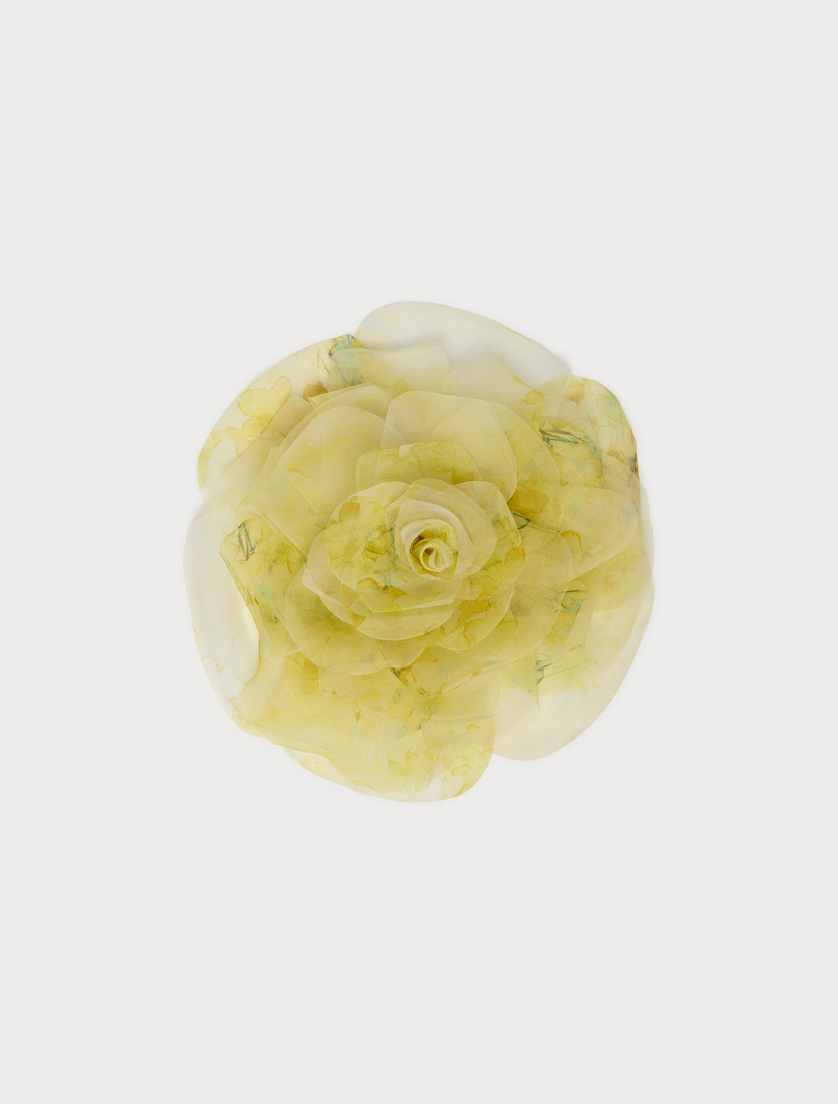 Brosche mit Blumen aus Organza - HELLGELB - Marina Rinaldi
