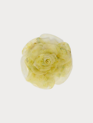 Broche à fleur en organza - JAUNE CLAIR