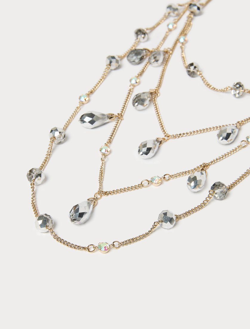 Jet and rhinestone-adorned multi-strand necklace - CRYSTAL - Marina Rinaldi - 2