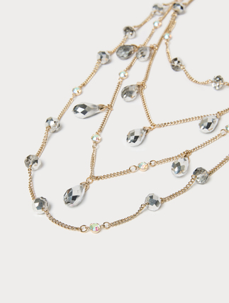 Jet and rhinestone-adorned multi-strand necklace - Marina Rinaldi