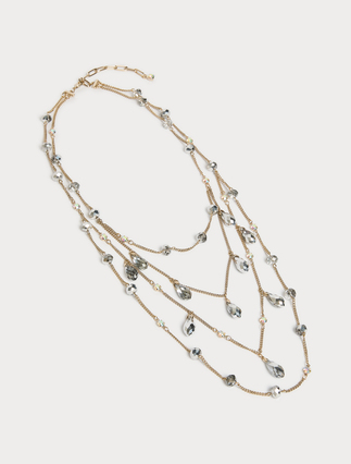 Jet and rhinestone-adorned multi-strand necklace - Marina Rinaldi
