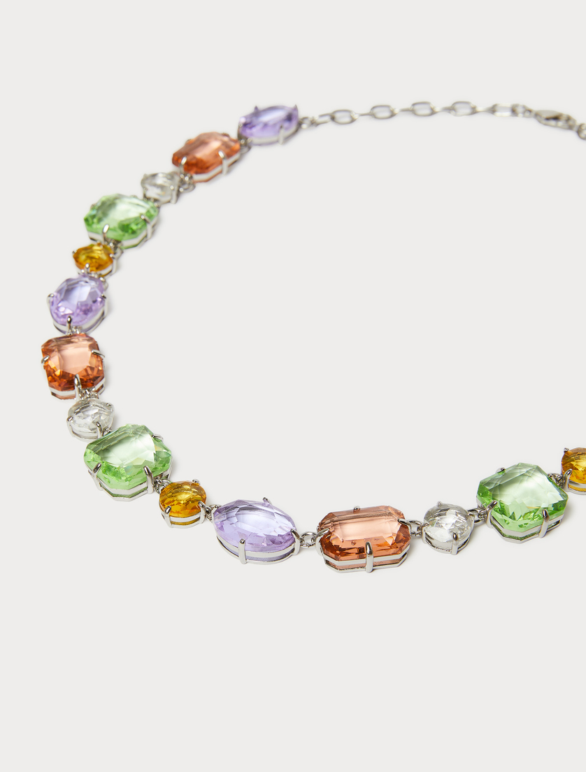 Multicoloured cabochon-adorned necklace - PASTEL GREEN - Marina Rinaldi - 2
