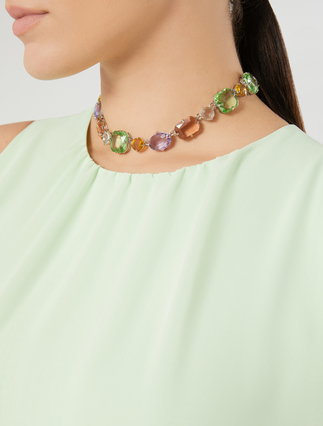 Multicoloured cabochon-adorned necklace - PASTEL GREEN - Marina Rinaldi - 3