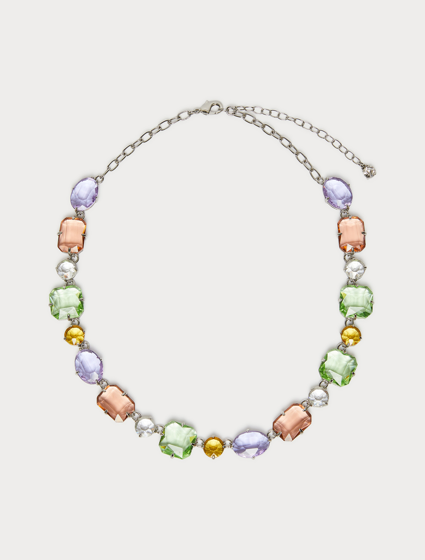 Multicoloured cabochon-adorned necklace - PASTEL GREEN - Marina Rinaldi