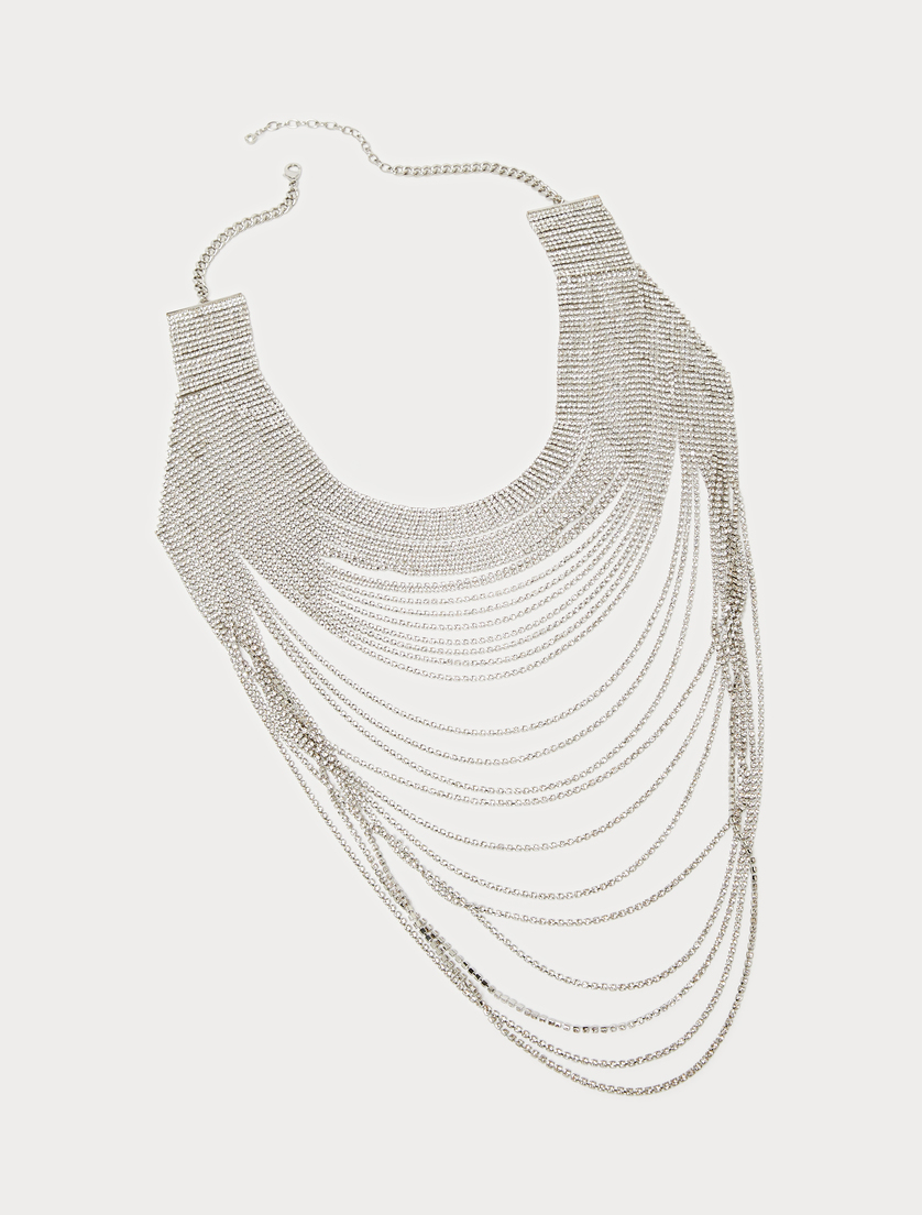 Mehrreihige Kette mit Strasssteinen - SILBER - Marina Rinaldi
