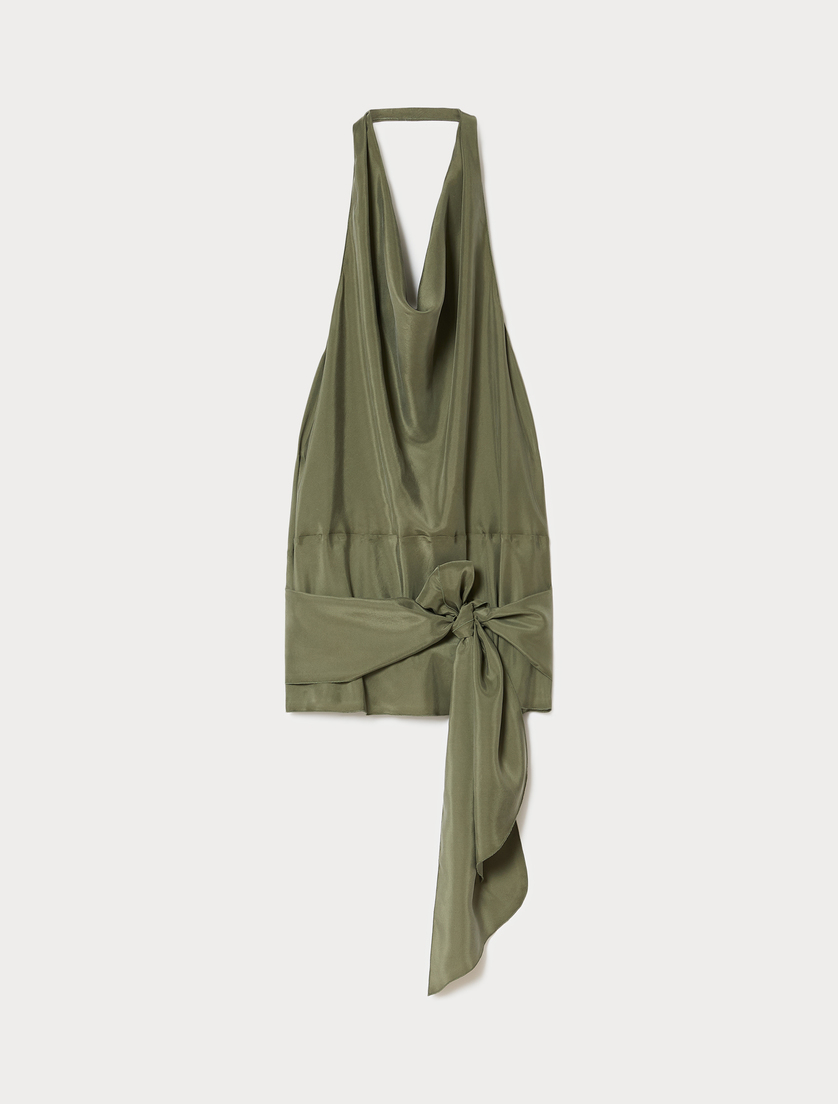 Silk Habotai top - OLIVE GREEN - Marina Rinaldi - 3