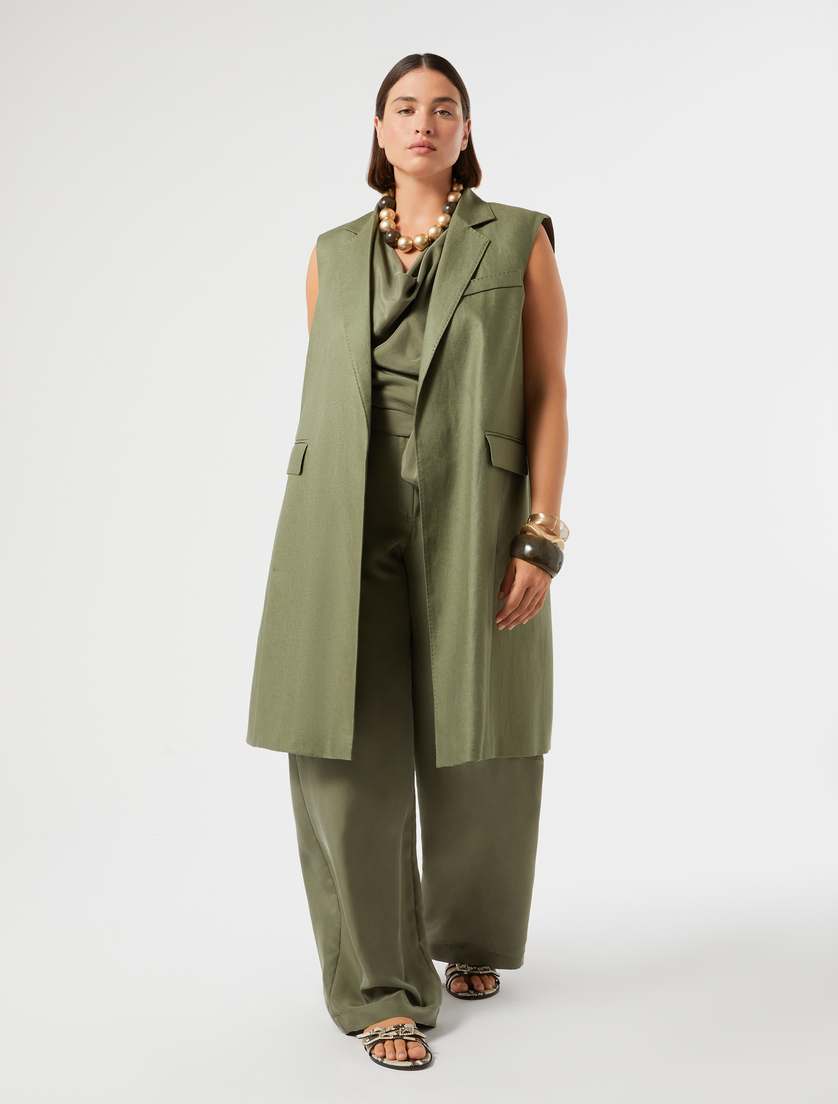 Silk Habotai top - OLIVE GREEN - Marina Rinaldi - 4