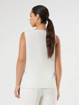 Rhinestone-adorned crepe de chine top - IVORY - Marina Rinaldi - 4