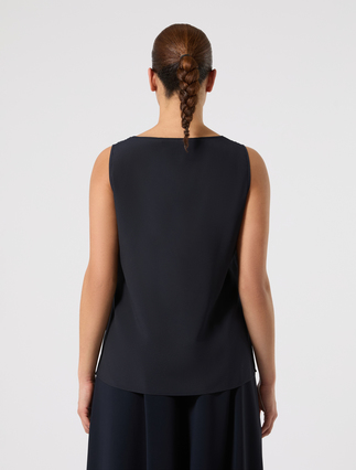 Rhinestone-adorned crepe de chine top - MIDNIGHTBLUE - Marina Rinaldi - 4