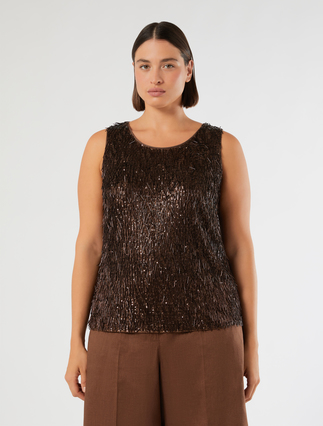 Top in tulle ricamato - CACAO