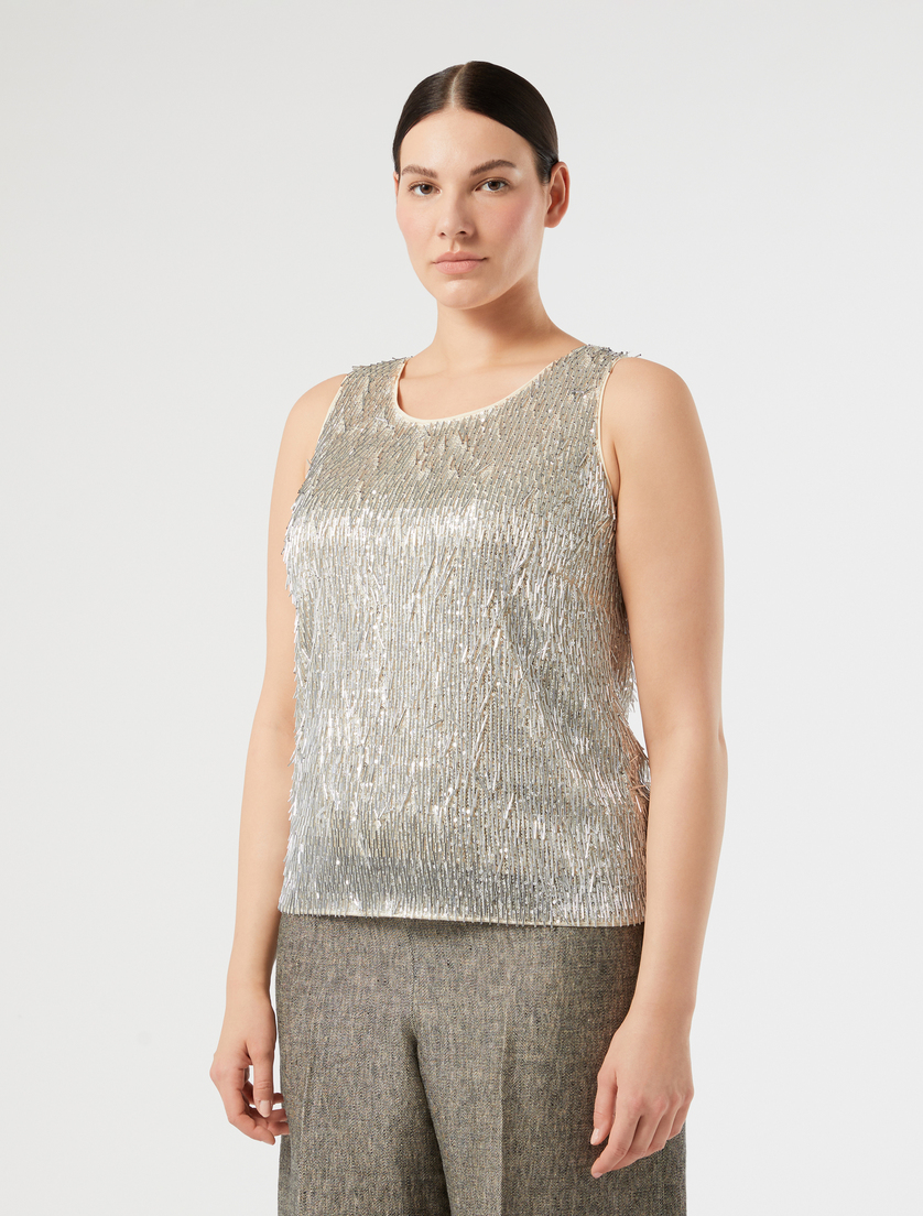 Embroidered tulle top - SILVER - Marina Rinaldi - 3