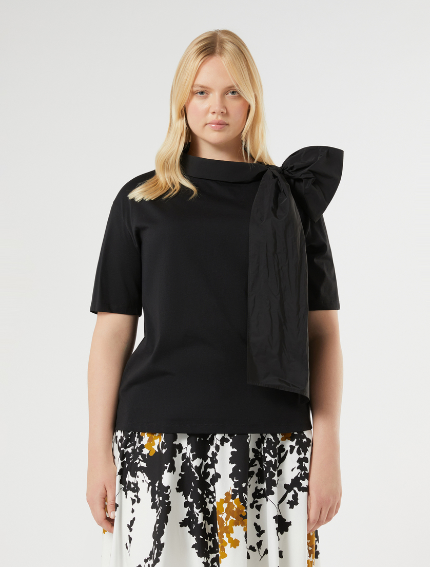 Jersey and taffeta T-shirt - BLACK - Marina Rinaldi - 3