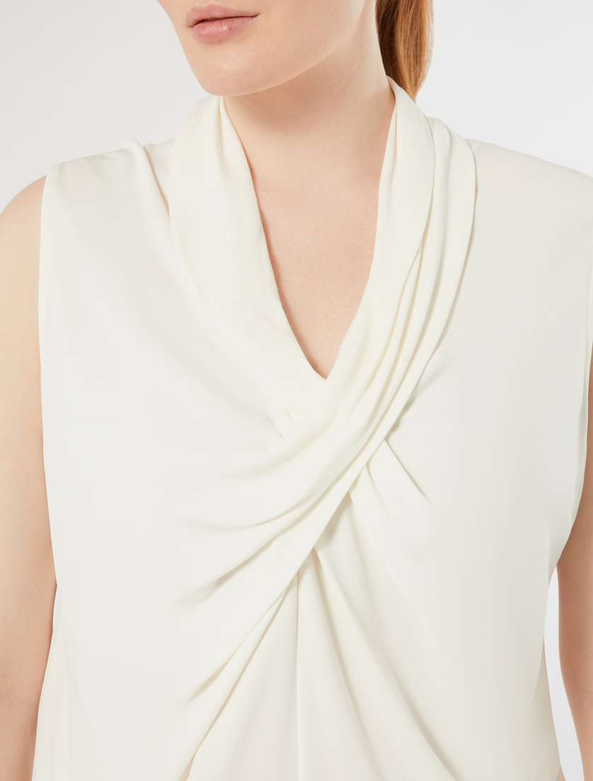 Draped interlock jersey T-shirt - IVORY - Marina Rinaldi - 5