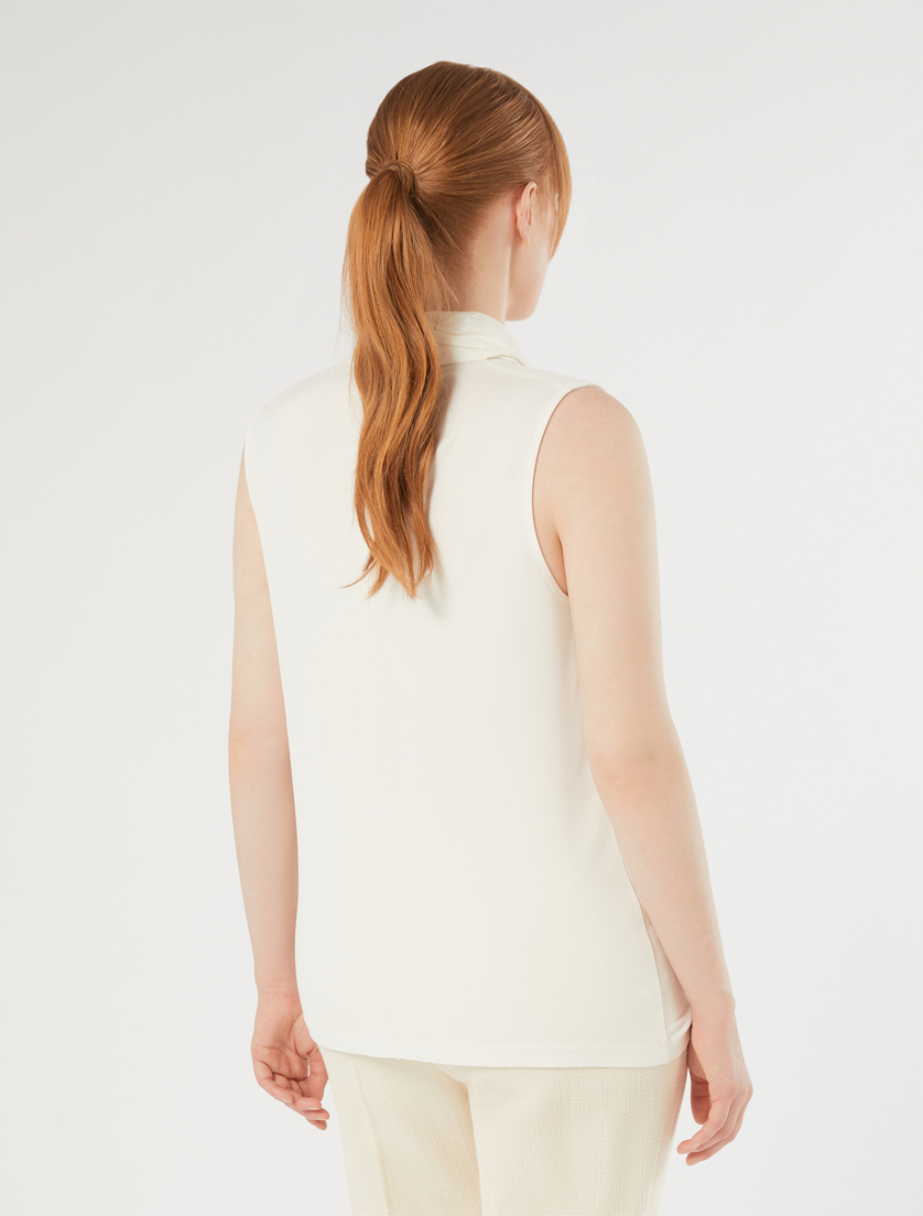 Draped interlock jersey T-shirt - IVORY - Marina Rinaldi - 4