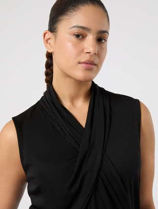 Draped interlock jersey T-shirt - BLACK - Marina Rinaldi - 5