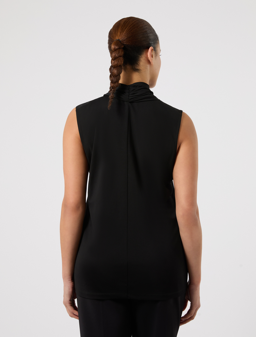 T-shirt in jersey interlock con drappeggio - NERO - Marina Rinaldi - 4