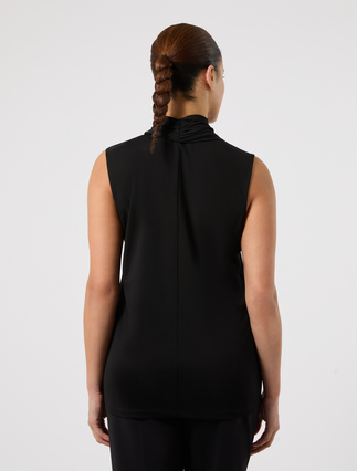 Draped interlock jersey T-shirt - BLACK - Marina Rinaldi - 4