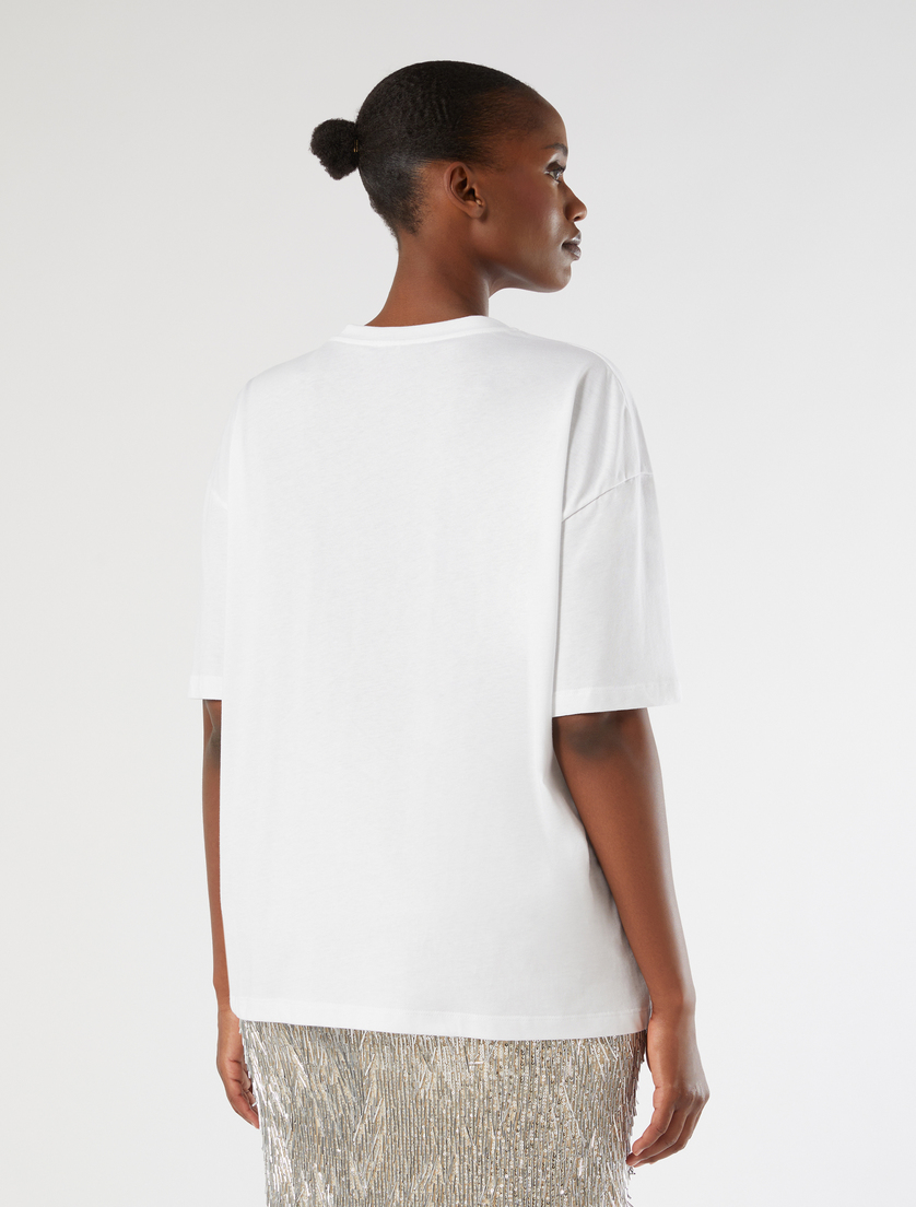 Embroidered jersey T-shirt - OPTICAL WHITE - Marina Rinaldi - 4