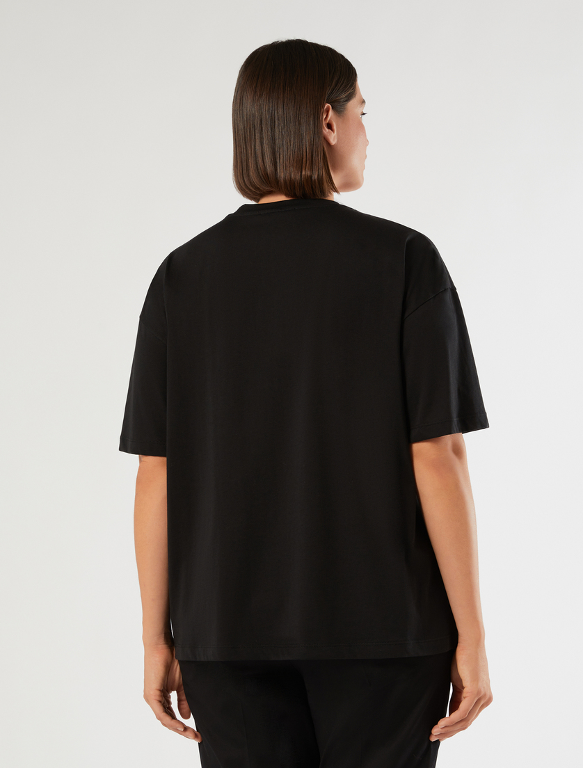 Embroidered jersey T-shirt - BLACK - Marina Rinaldi - 4