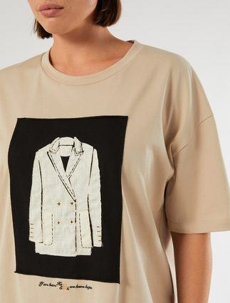 Embroidered jersey T-shirt - BEIGE - Marina Rinaldi - 5