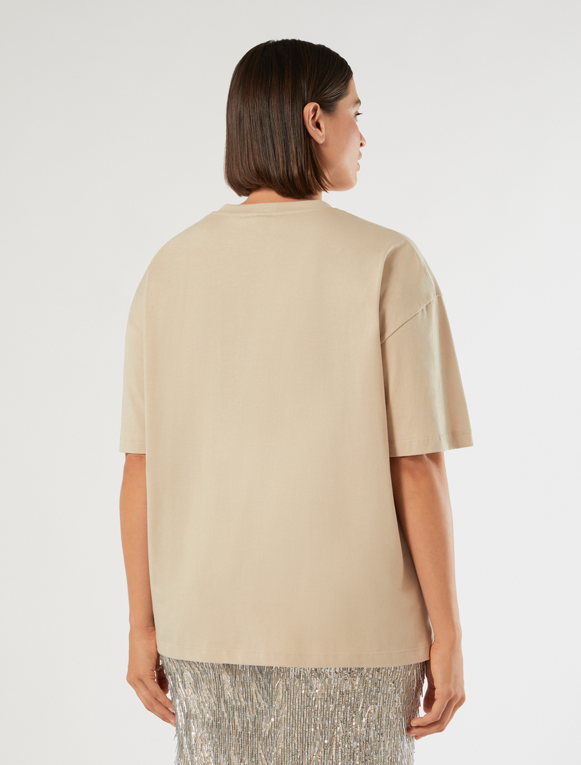 Embroidered jersey T-shirt - BEIGE - Marina Rinaldi - 4