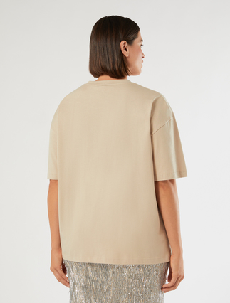 Embroidered jersey T-shirt - BEIGE - Marina Rinaldi - 4