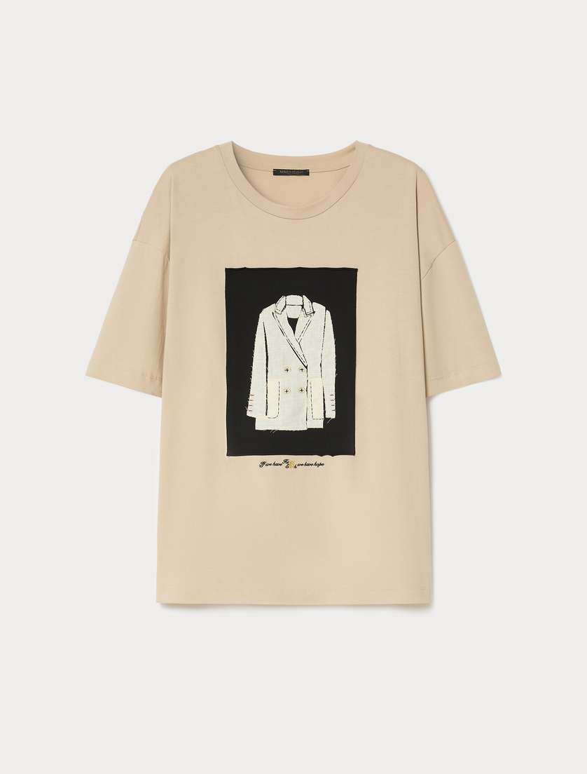 Embroidered jersey T-shirt - BEIGE - Marina Rinaldi