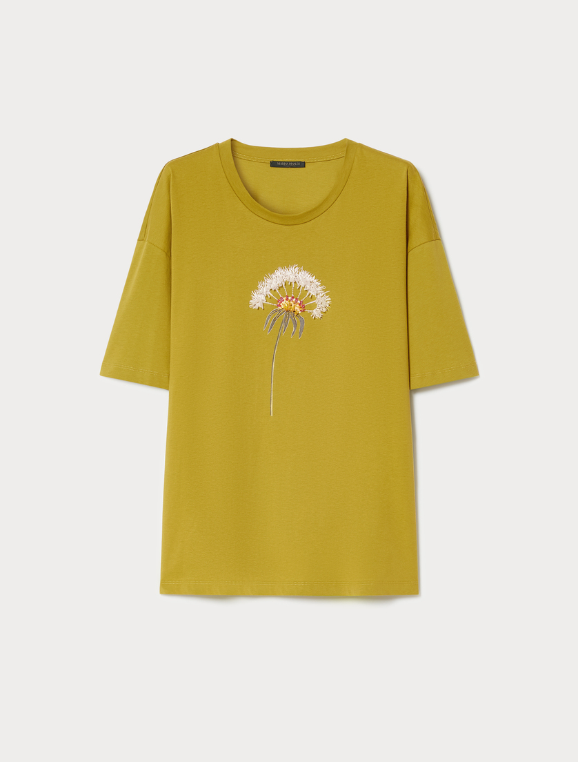 T-Shirt aus bedrucktem Jersey - OLIVENGRUEN - Marina Rinaldi