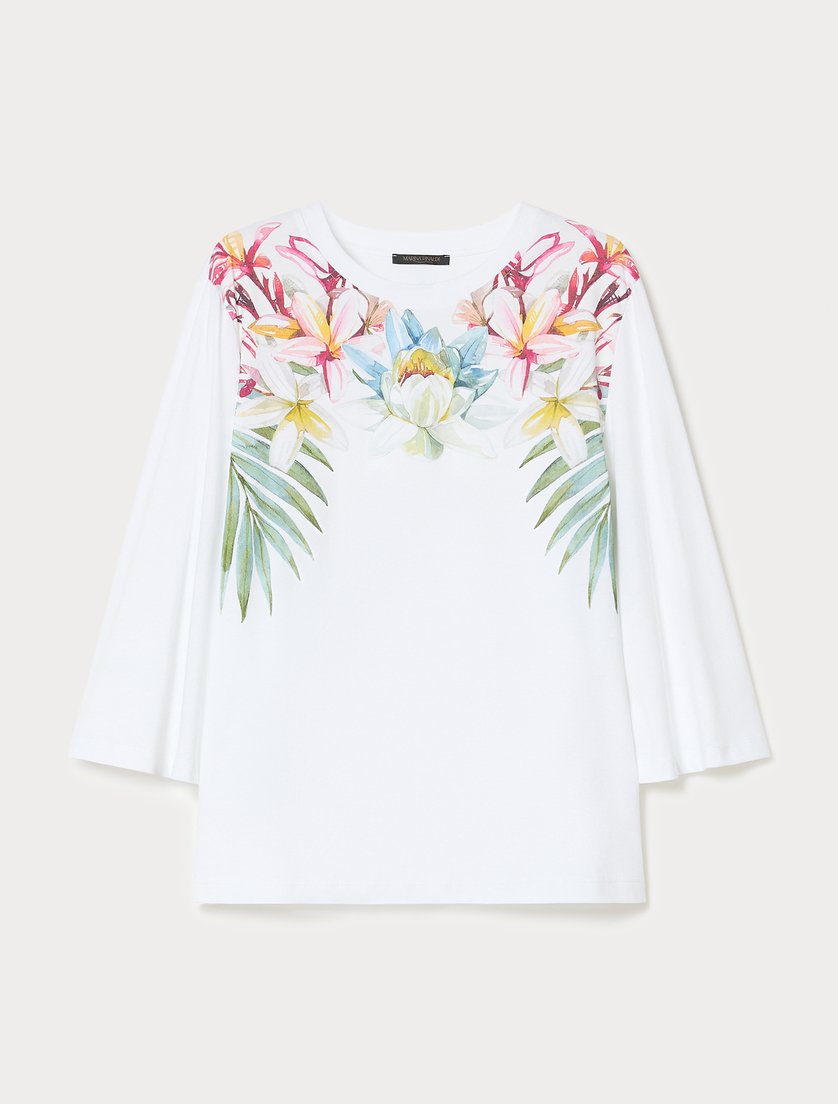 Jersey print T-shirt - OPTICAL WHITE - Marina Rinaldi