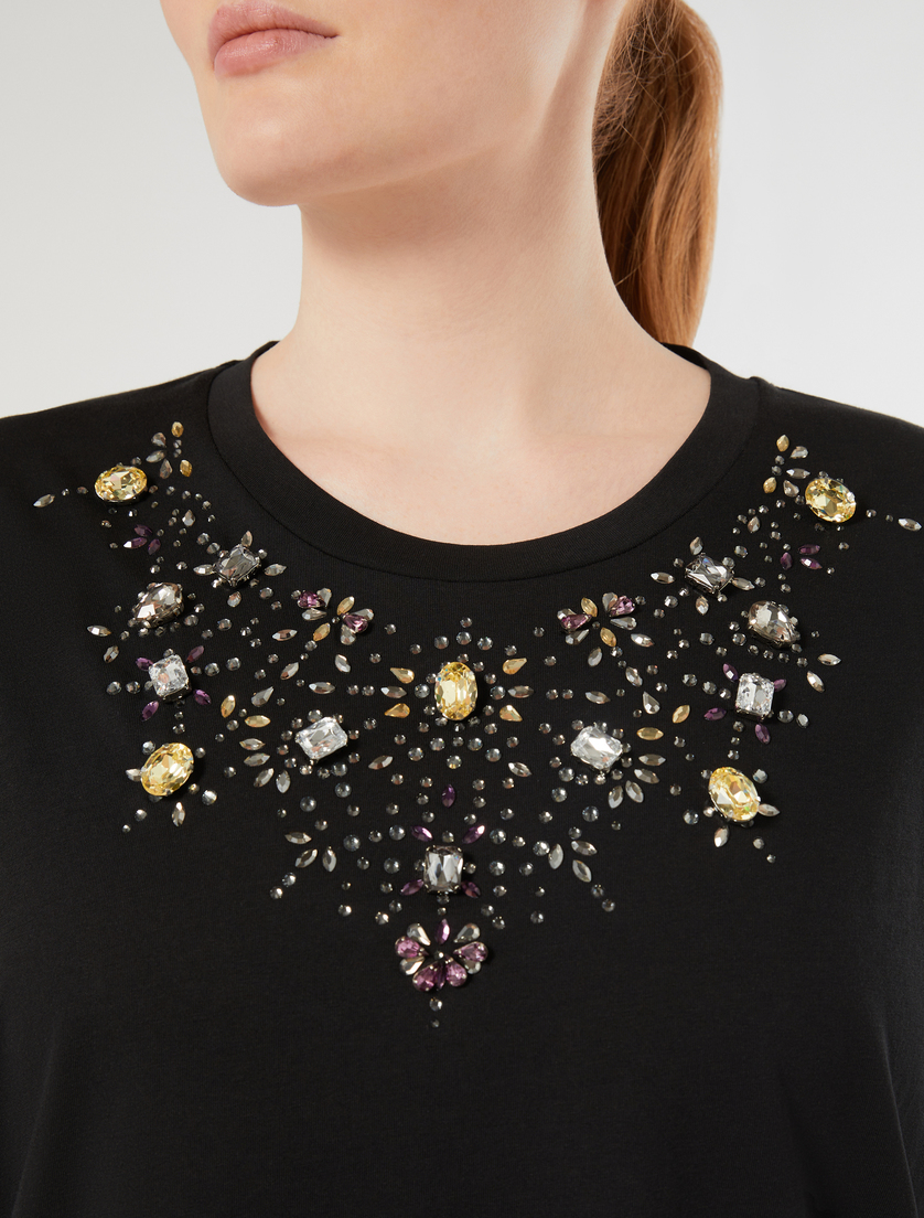 Embroidered jersey T-shirt - BLACK - Marina Rinaldi - 5