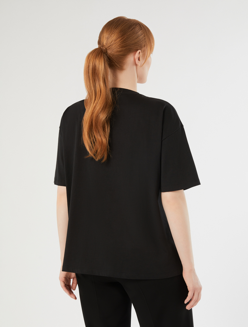 Embroidered jersey T-shirt - BLACK - Marina Rinaldi - 4